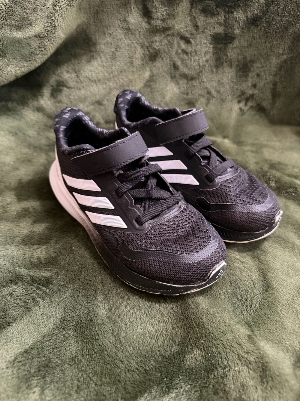 adidas Black and White Kids Velcro Athletic Sneakers